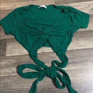 green hollister tie wrap shirt